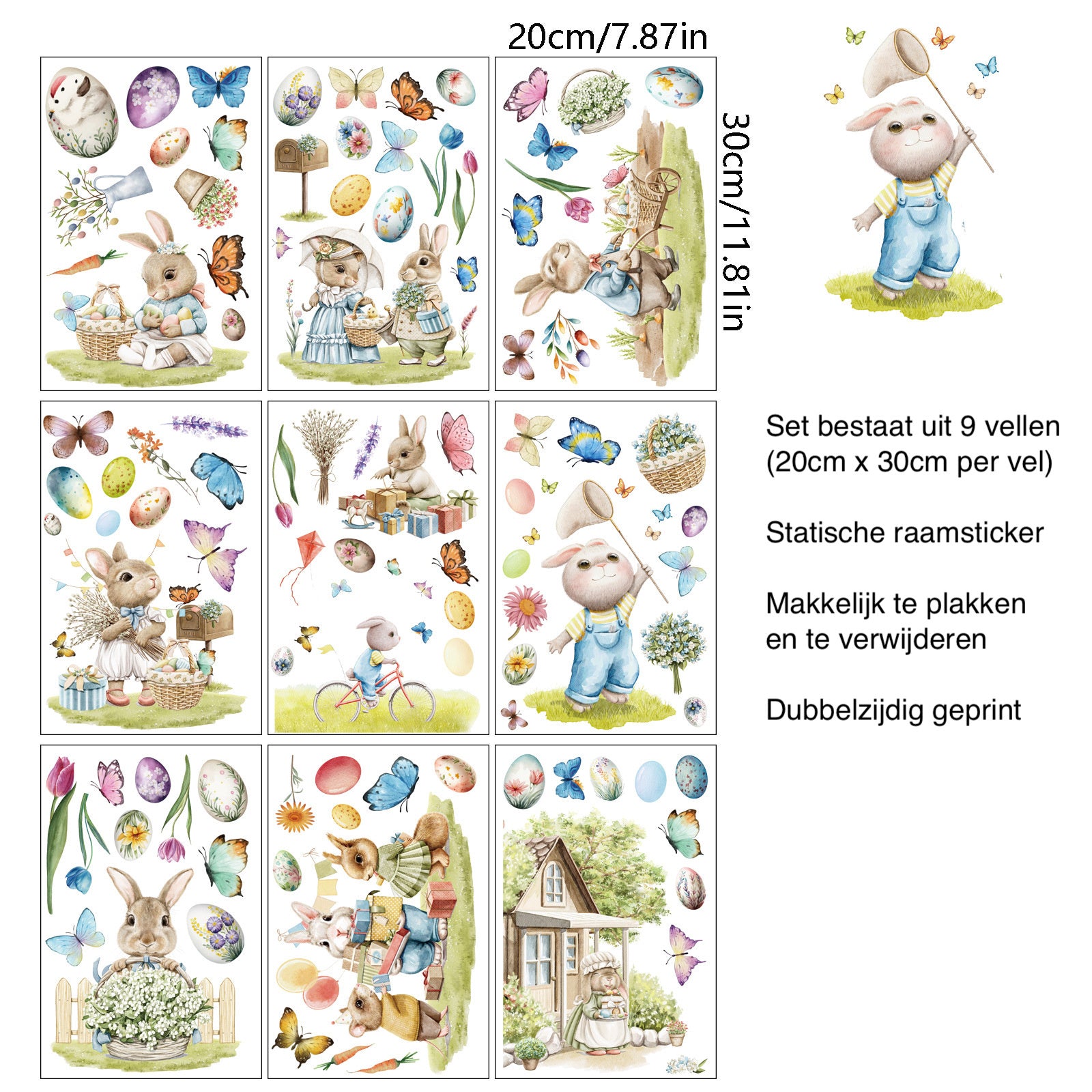 Raamsticker Pasen statisch XL set