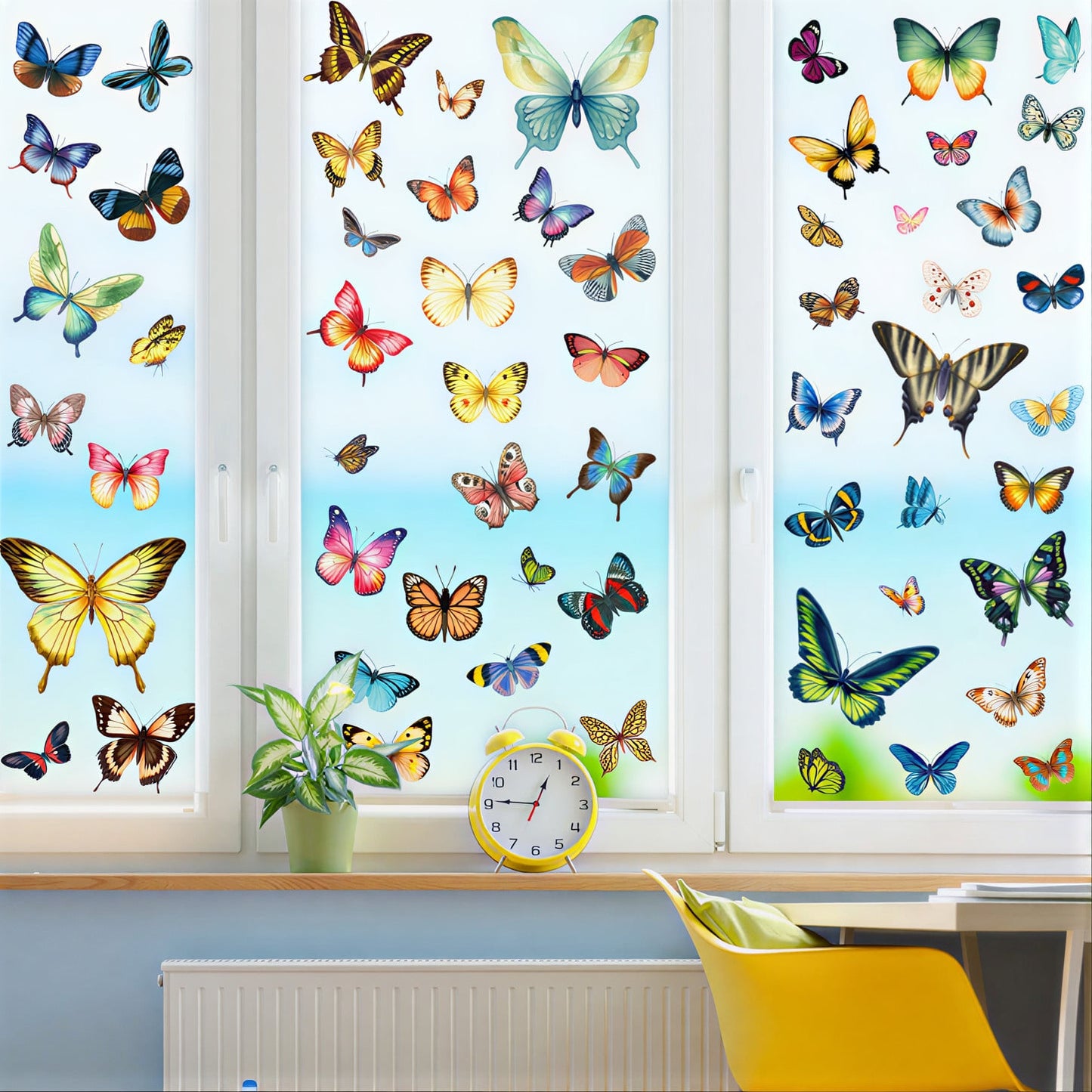 Statische & Herbruikbare Raamstickers Gekleurde Vlinders – Dubbelzijdig