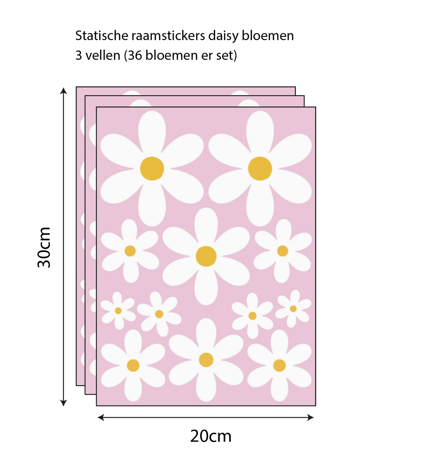 Statische Raamsticker Daisy Bloemen – Herbruikbare Madeliefjes Sticker voor Kinderkamer & Speelruimte