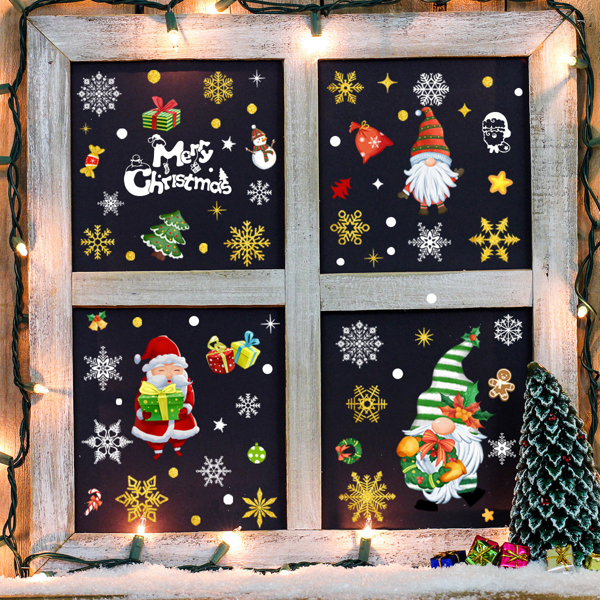 Statische raamdecoratie kerst thema 9 vellen