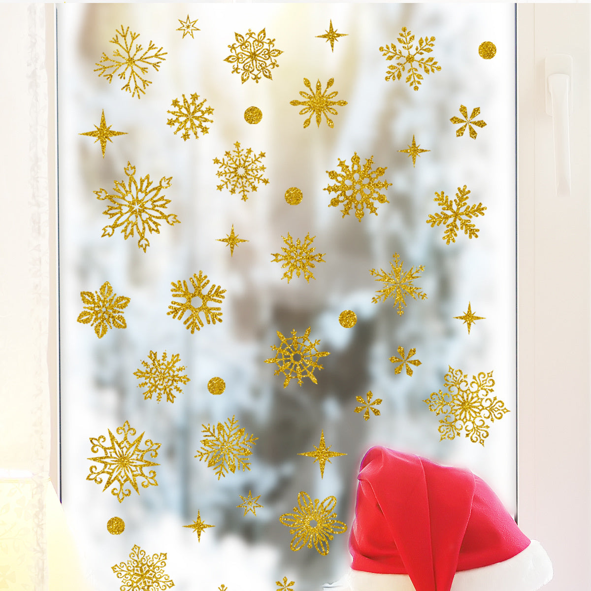 Statische raamdecoratie kerst sneeuwvlokken en sterren