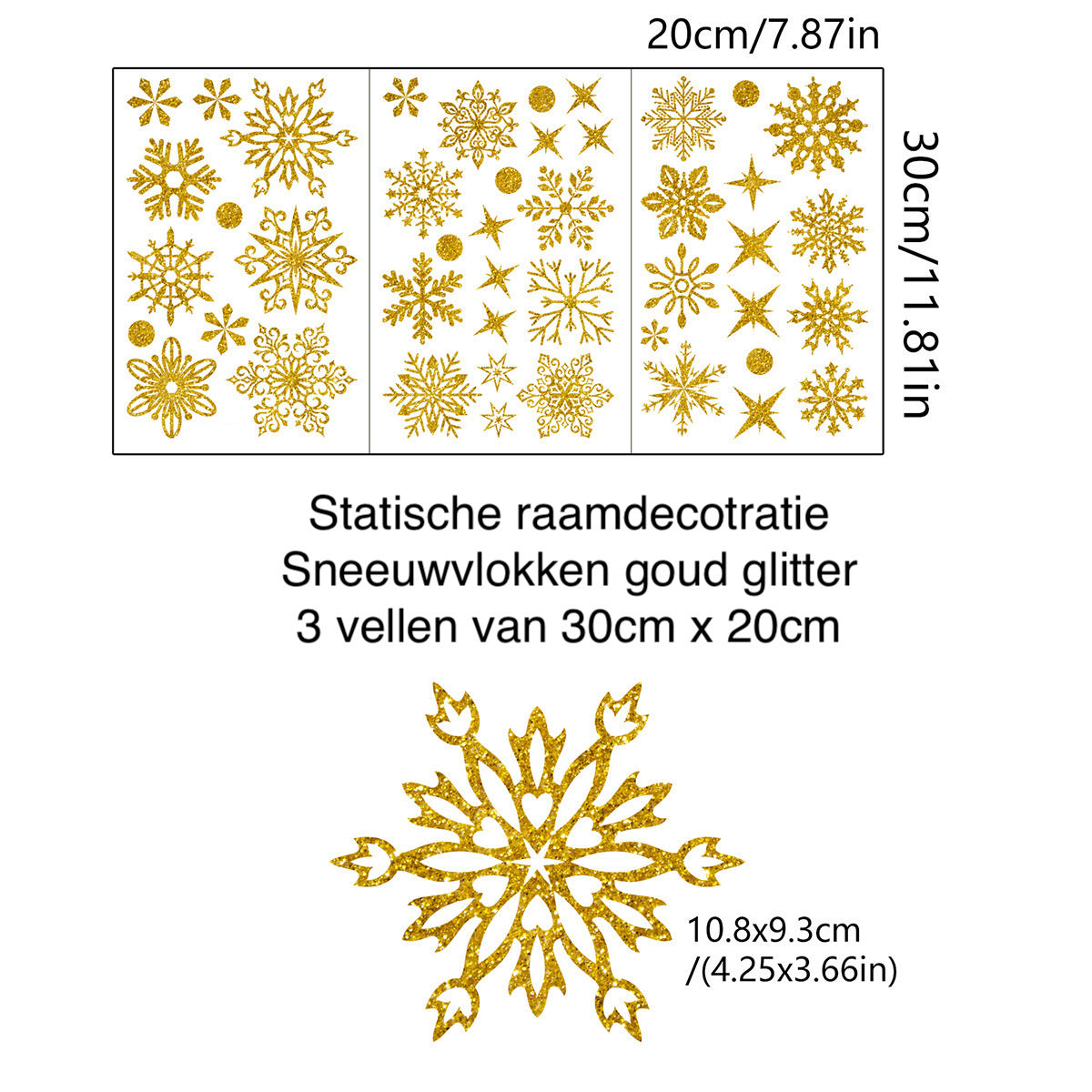 Statische raamdecoratie kerst sneeuwvlokken en sterren