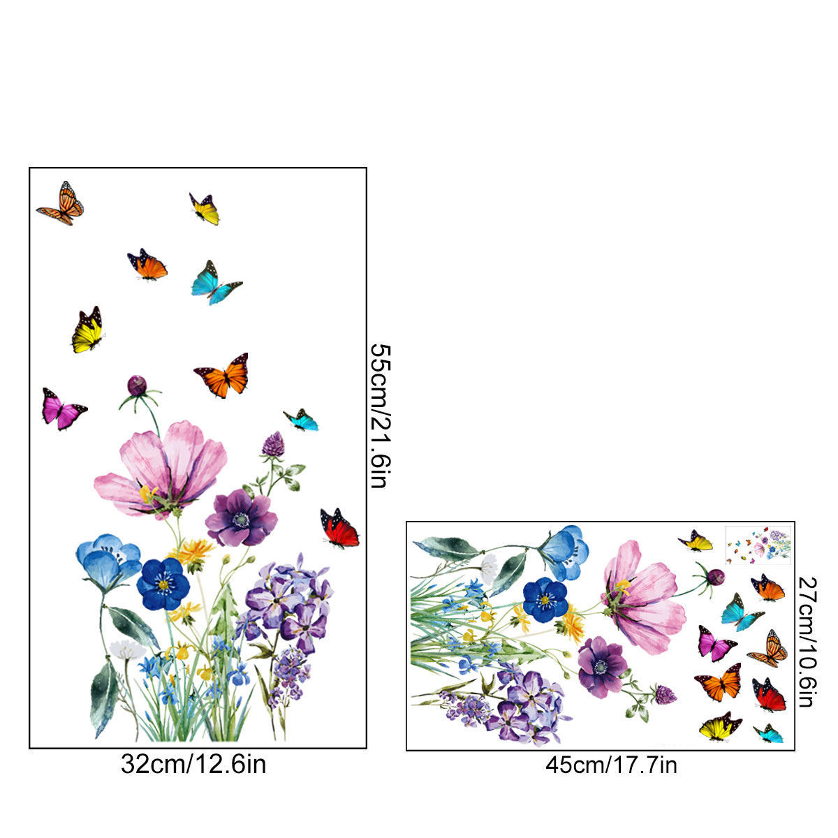 Statische raamdecoratie vlinders en bloemen