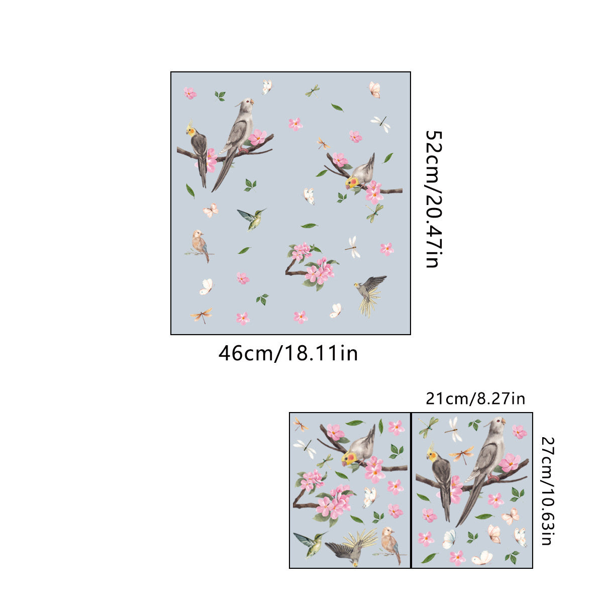 Statische raamdecoratie vogels en vlinders