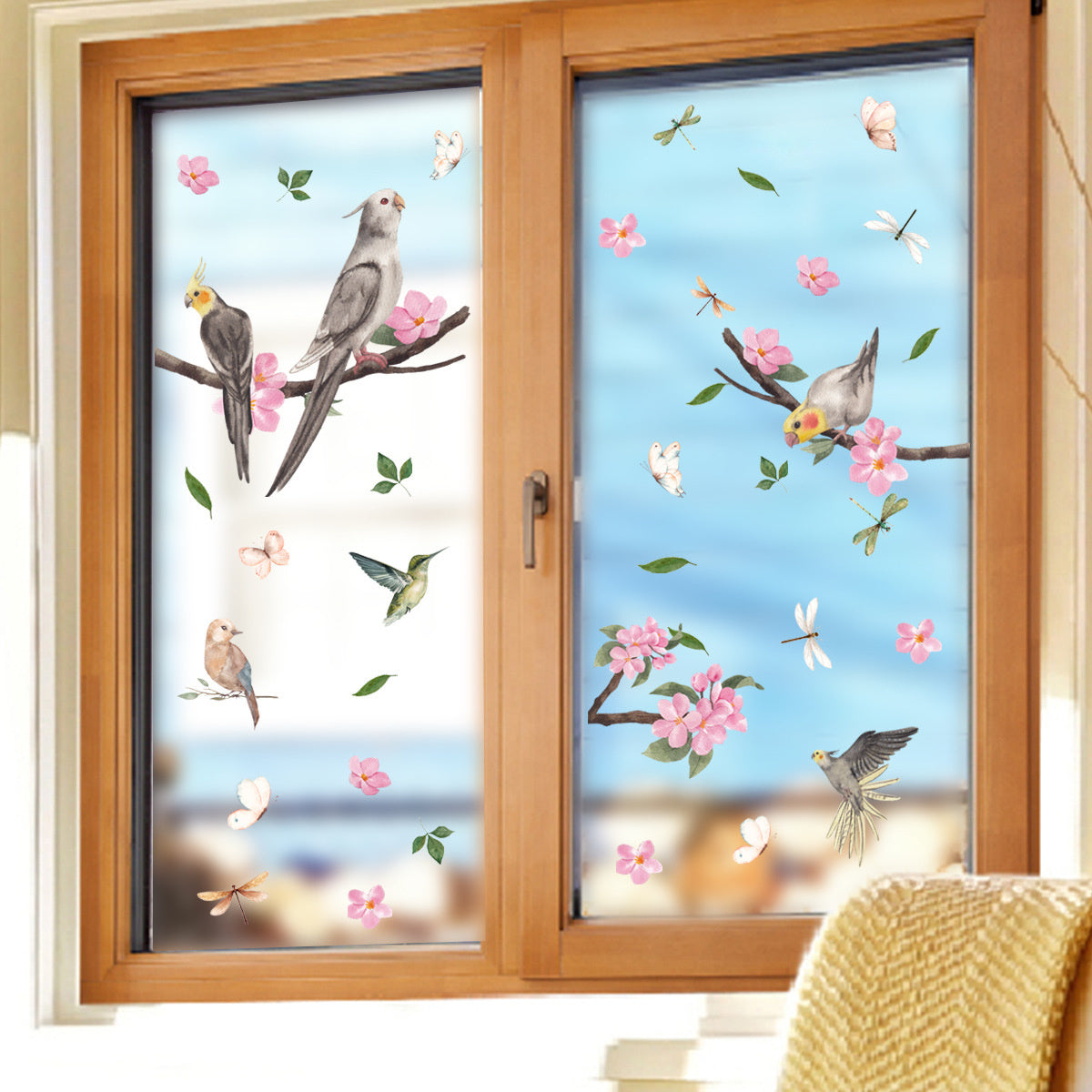 Statische raamdecoratie vogels en vlinders