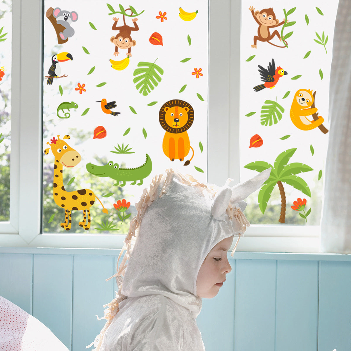 Statische raamsticker jungle dieren