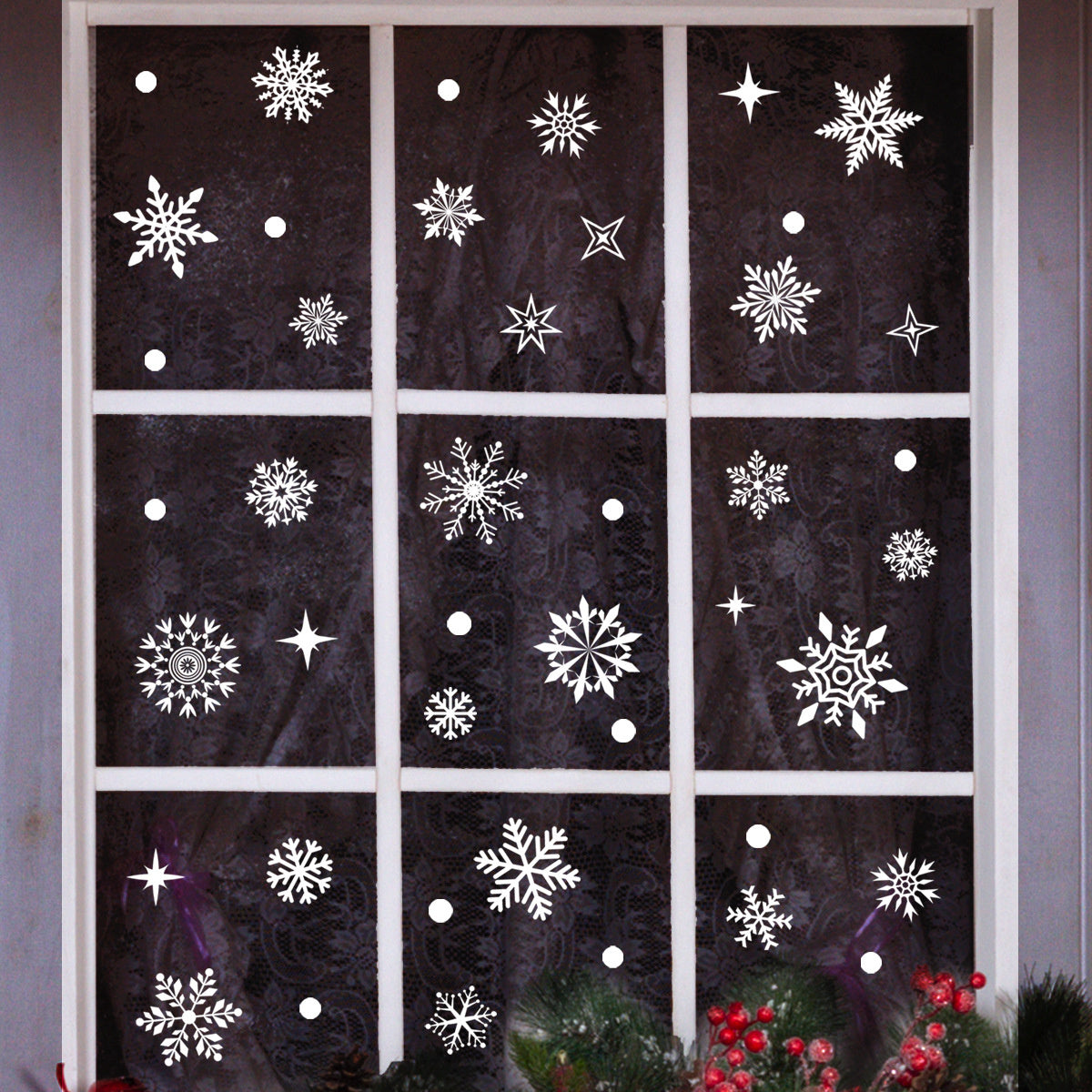 Statische Raamsticker sneeuwvlokken wit kerst - 40 stuks