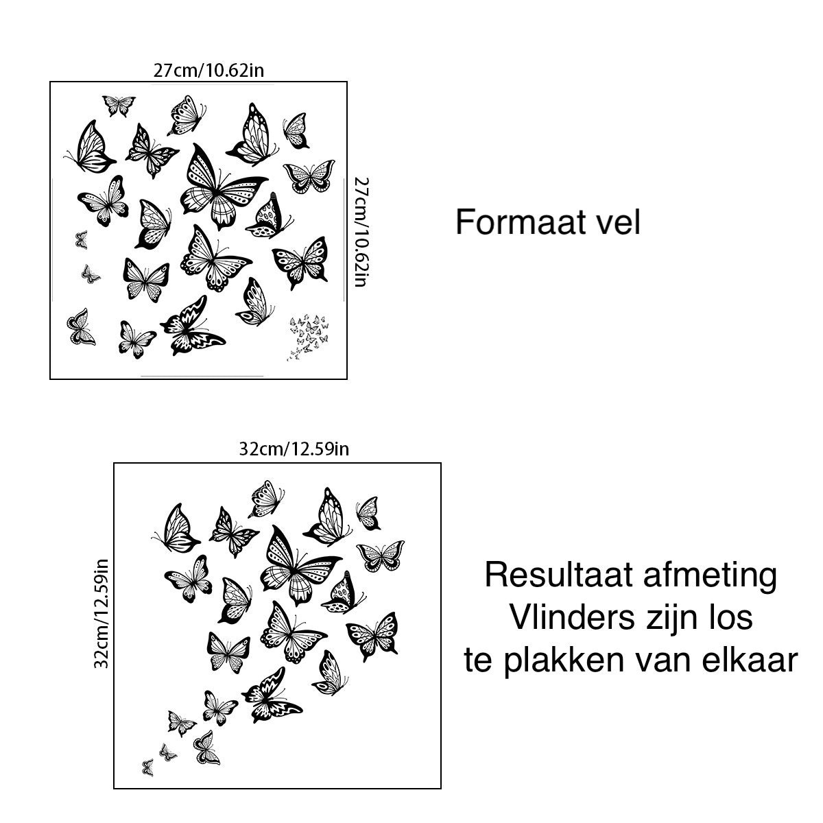 Statisch raamsticker vlinders zwart