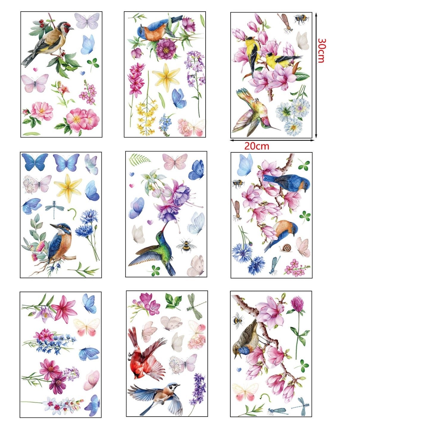 Statische Raamsticker Vogels & Bloemen – Dubbelzijdig Zichtbaar & Herbruikbaar
