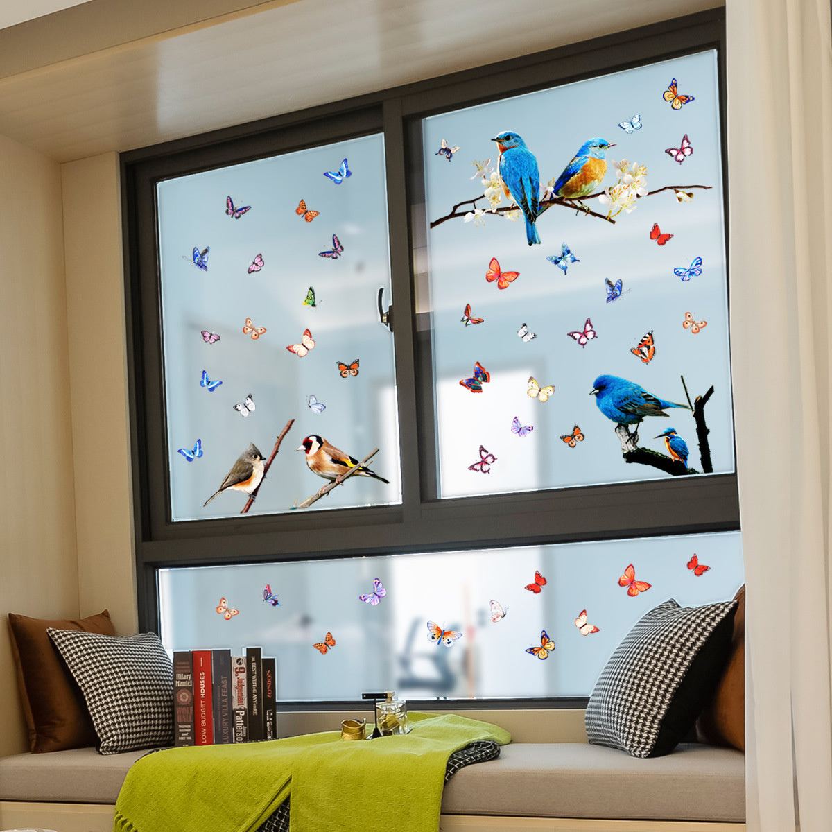 Statische raamsticker vogels en vlinders