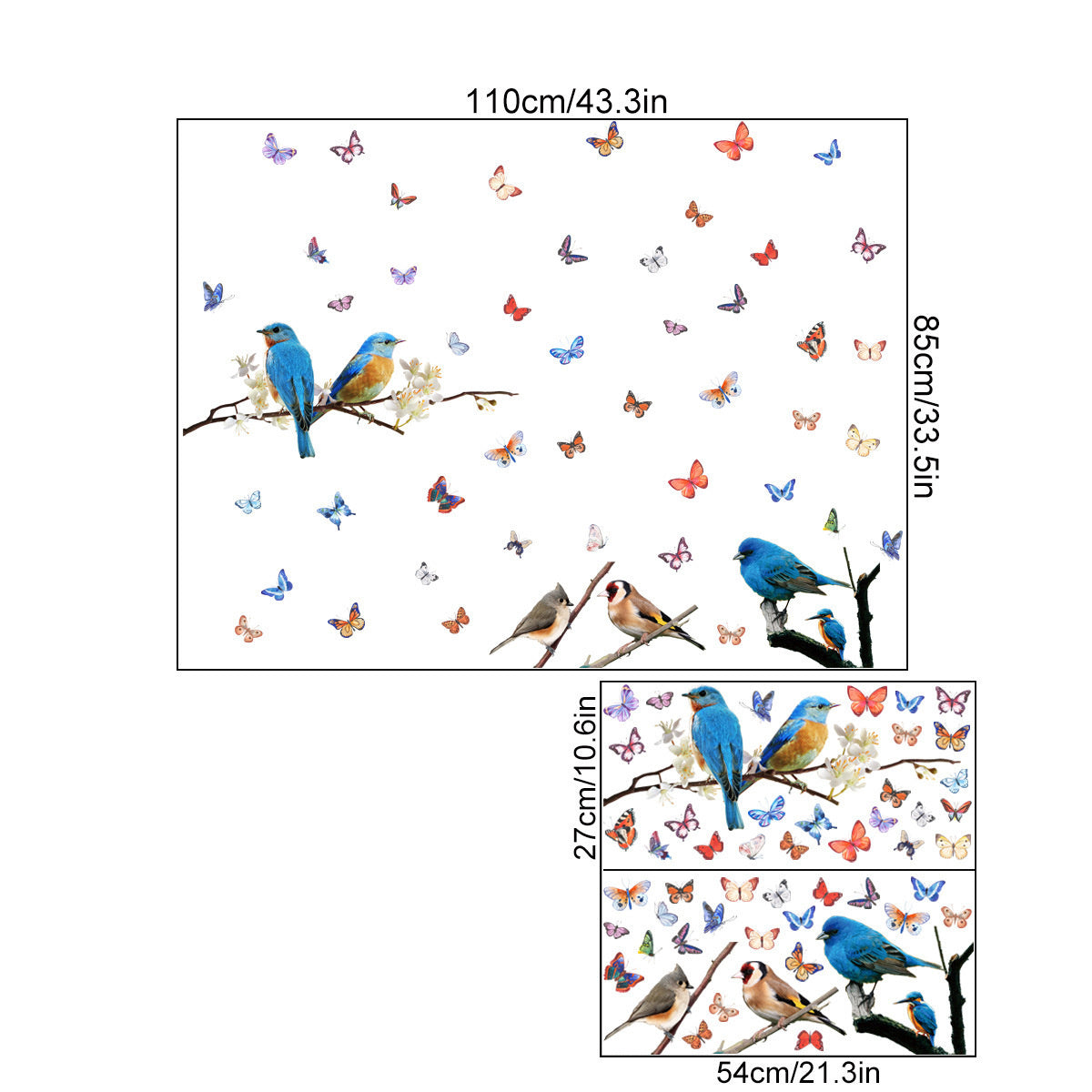 Statische raamsticker vogels en vlinders
