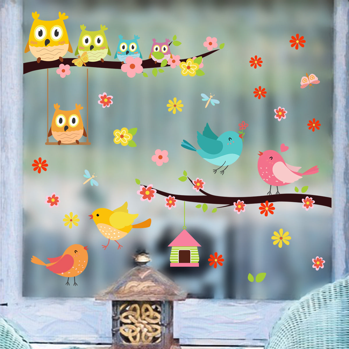 Raamsticker zelfklevend vogels op tak
