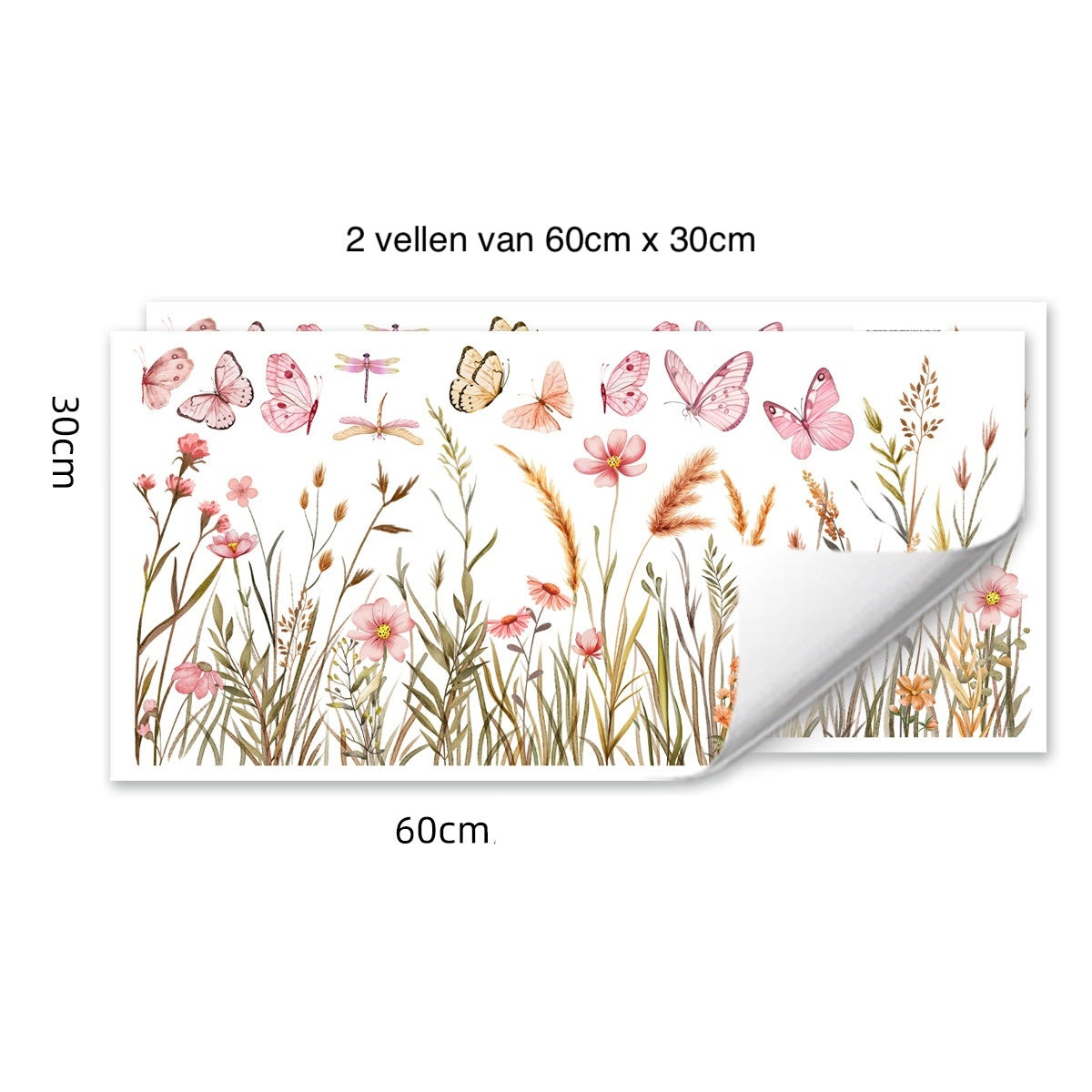 Raamsticker botanisch wildbloemen statisch hechtend dubbelzijdig zichtbaar
