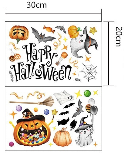 Statische Raamsticker Halloween – Spookjes, Pompoenen & Dubbelzijdig Zichtbaar