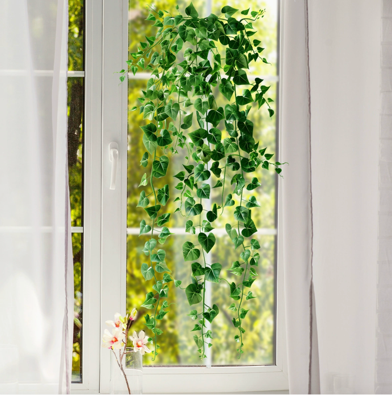 Statische Raamstickers Groene Bladeren – Herbruikbare Decoratieve Glasstickers Zonder Lijm voor Woonkamer & Slaapkamer