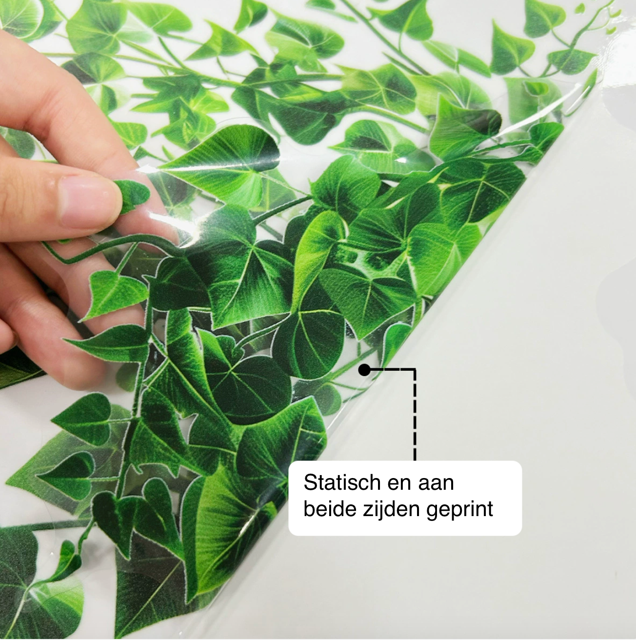 Statische Raamstickers Groene Bladeren – Herbruikbare Decoratieve Glasstickers Zonder Lijm voor Woonkamer & Slaapkamer