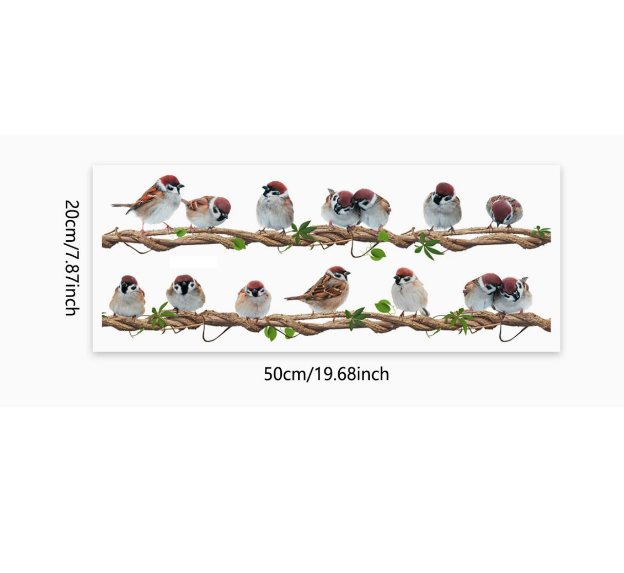 Statische Raamstickers Dubbele Rij Klimop met Vogels – Herbruikbare Glasstickers Zonder Lijm voor Ramen & Deuren
