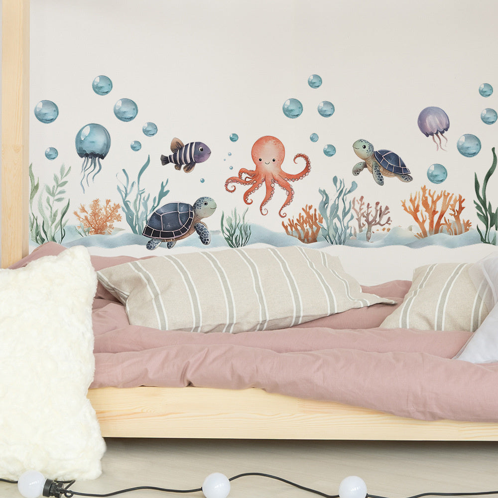 Muursticker oceaandieren – octopus, schildpad & kwallen