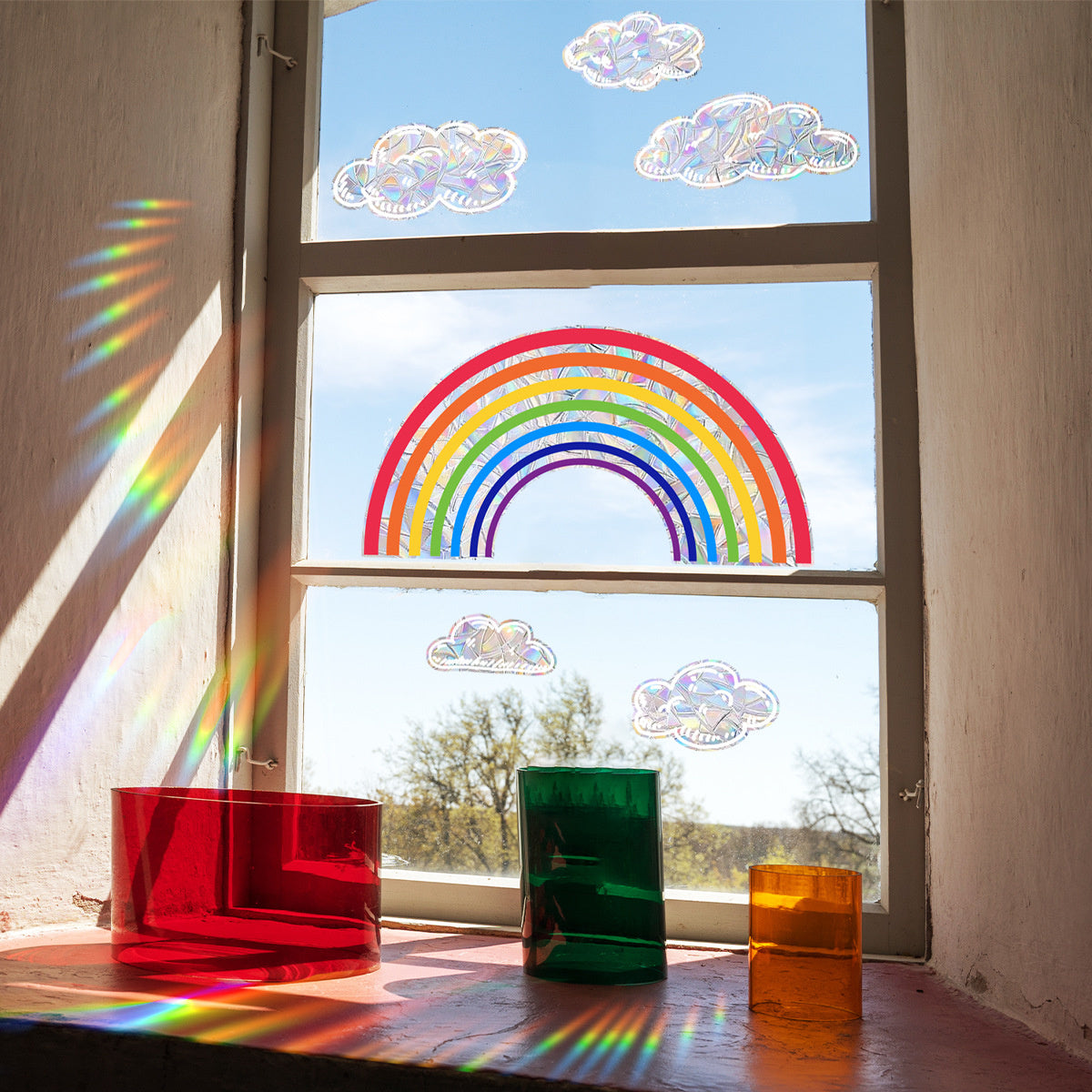 Regenboog raamsticker statisch