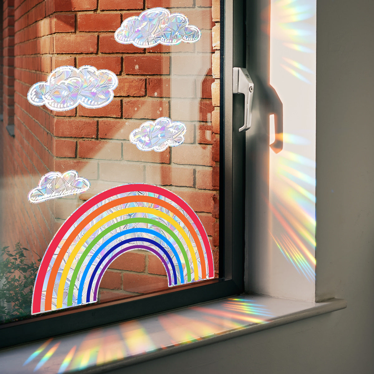 Regenboog raamsticker statisch
