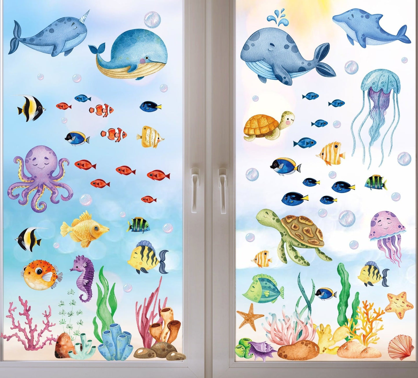 Statische Onderwaterwereld Raamstickers Set