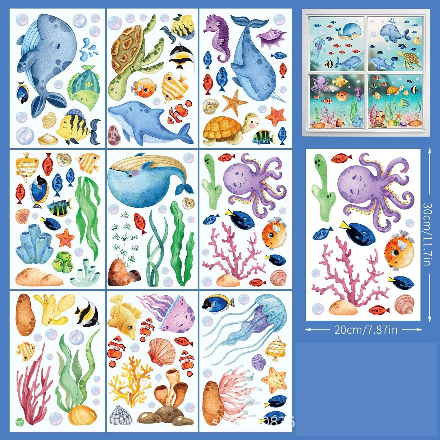 Statische Onderwaterwereld Raamstickers Set