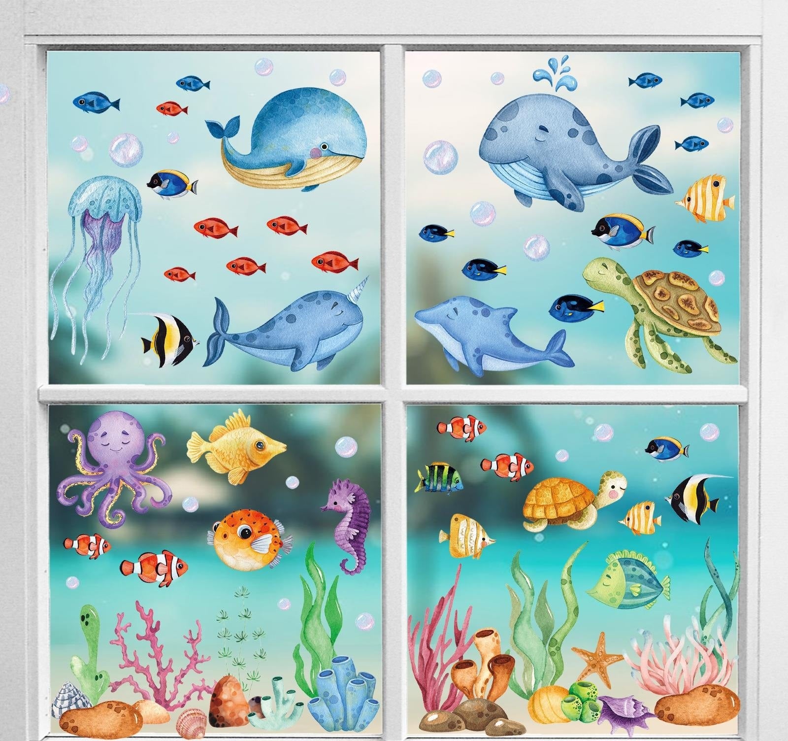 Statische Onderwaterwereld Raamstickers Set