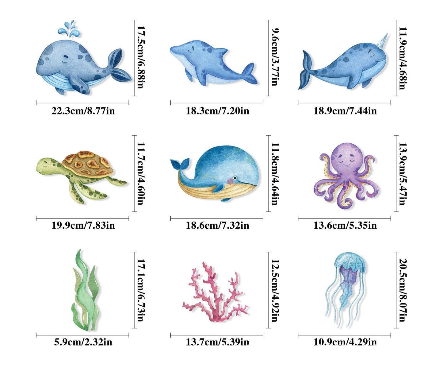 Statische Onderwaterwereld Raamstickers Set