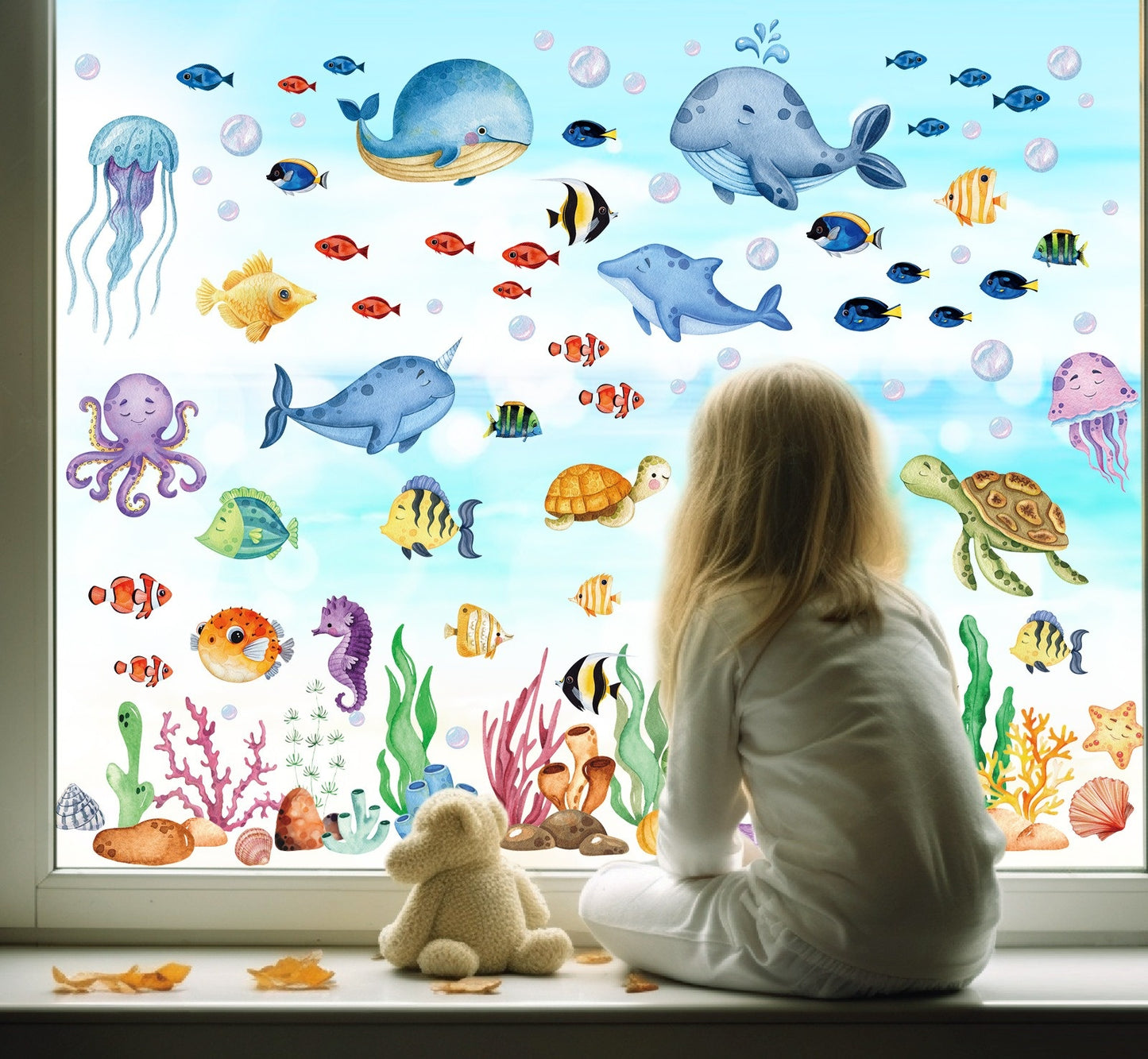 Statische Onderwaterwereld Raamstickers Set