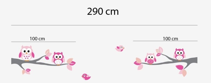Takken met uilen roze thema XL kinderkamer meisjes
