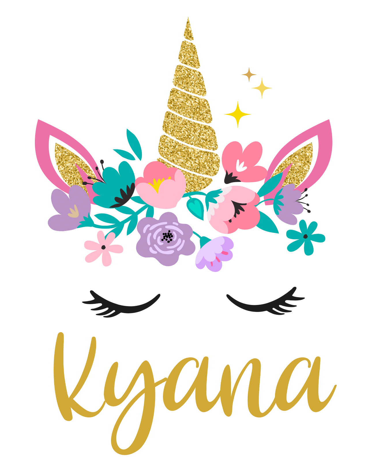 Muursticker unicorn met naamsticker kinderkamer meisjes