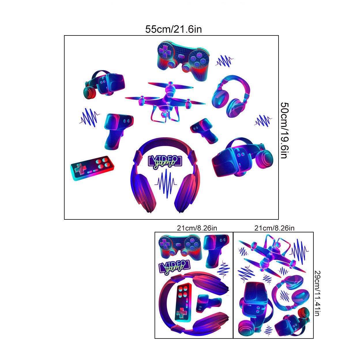 Muursticker game controllers glow in the dark kinderkamer