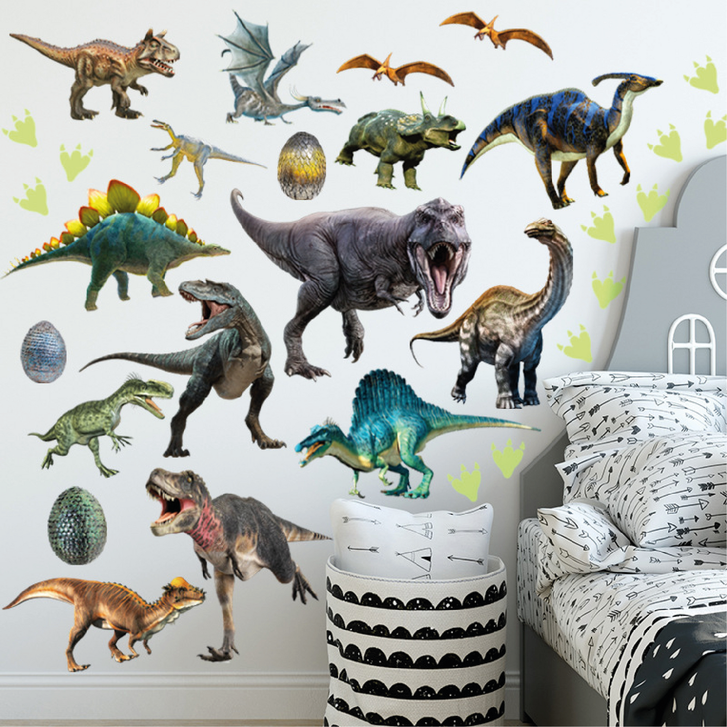 Muursticker dinosaurus glow in the dark kinderkamer