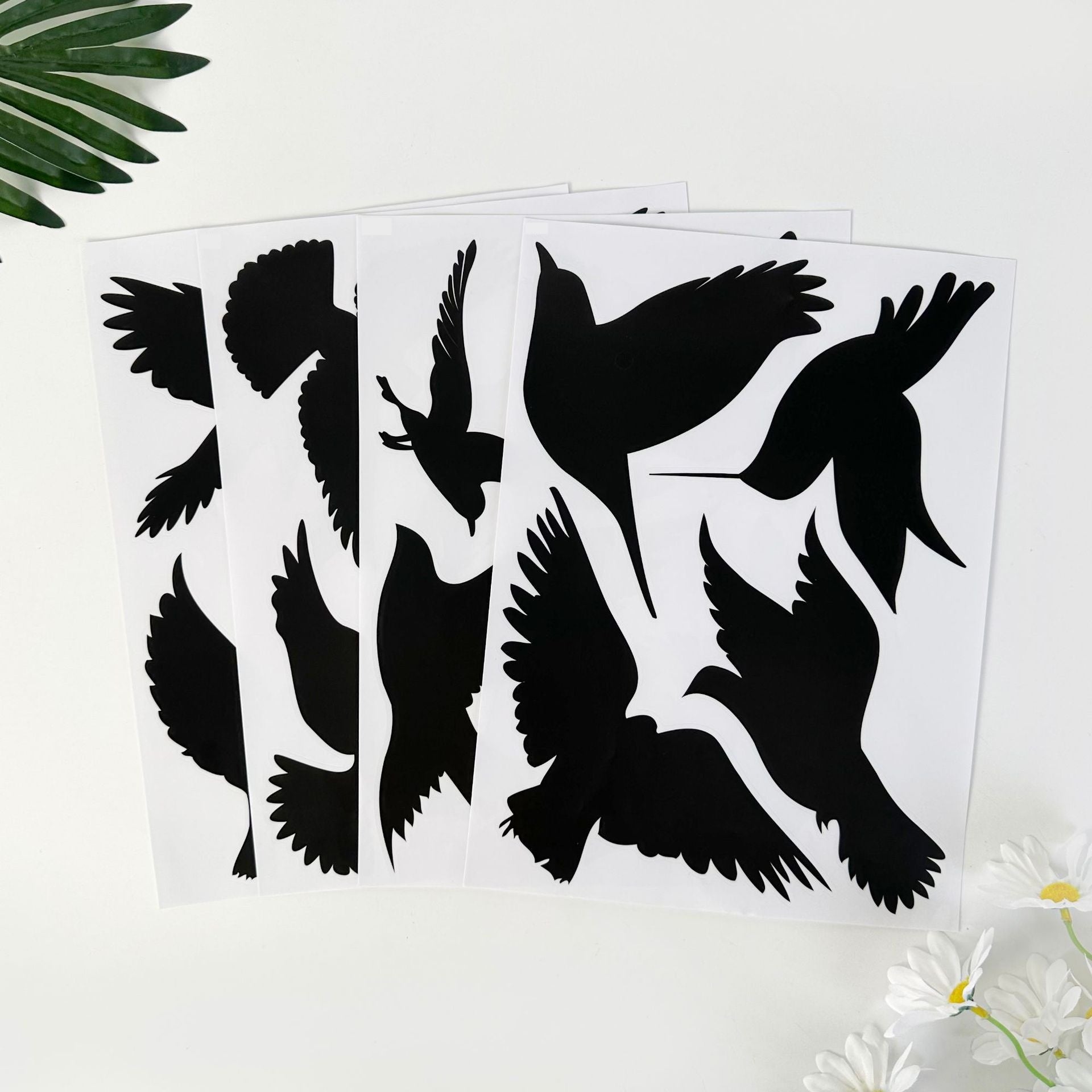 Zwarte statische vogels raamstickers 16 vogels